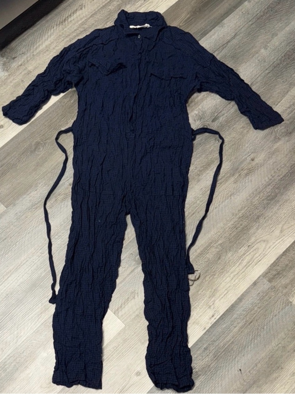 Caron Callahan utility jumpsuit luxury plaid check crinkle preppy skillmam